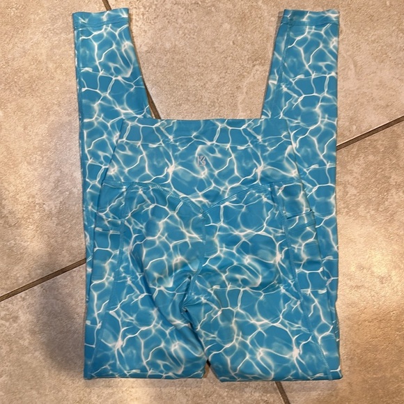 Buff Bunny Limitless Leggings Reflection Aqua Print XS Pockets Buffbunny - Picture 7 of 9